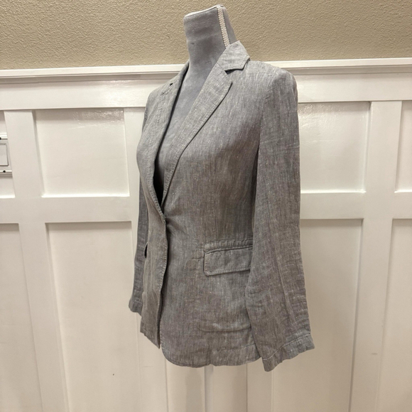Muji 100% Linen Women Blazer Size:XS Single Breasted Gray Business casual - Picture 3 of 13